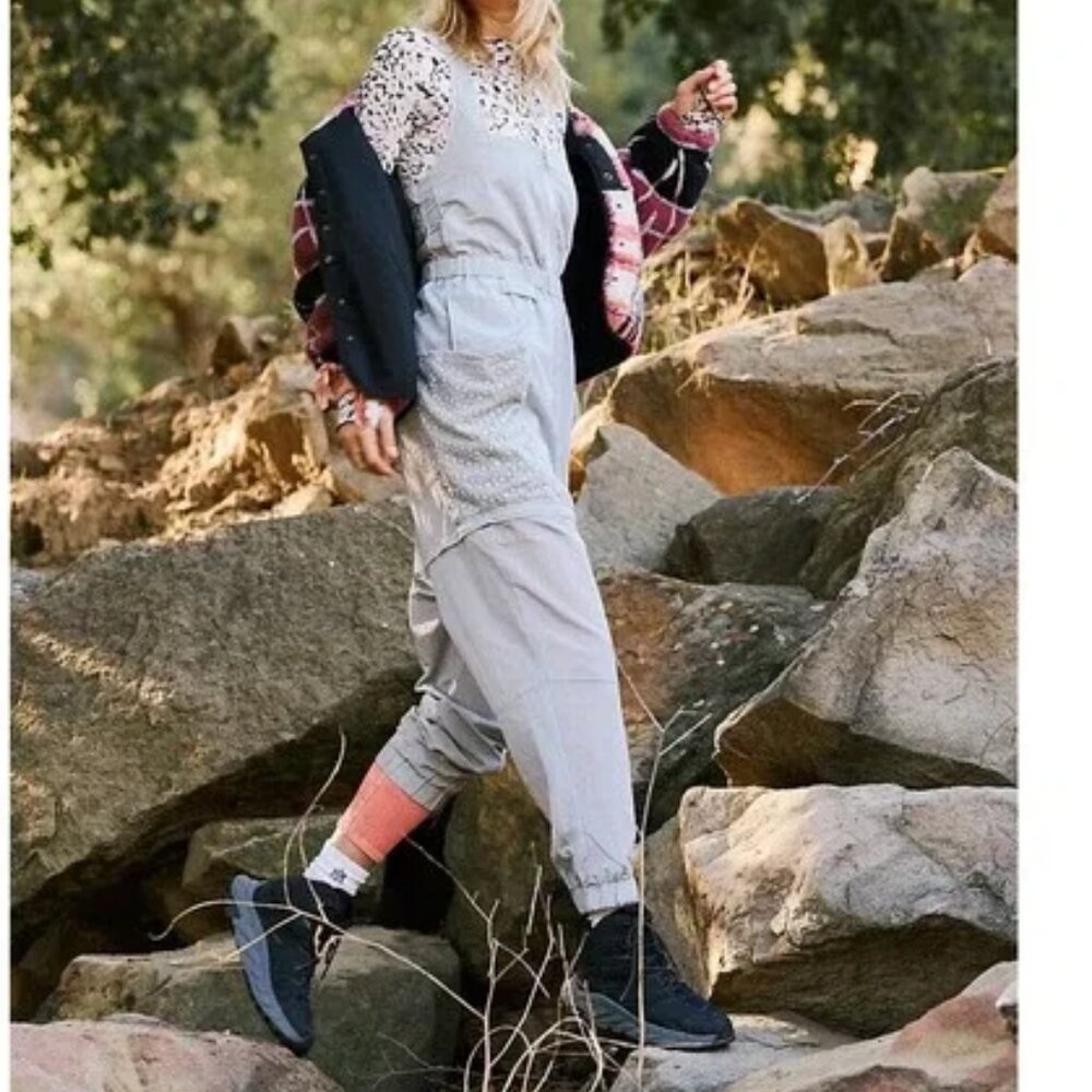 Free People light gray utility jumpsuit